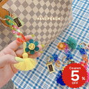 アクセサリー 韓国 チャーム キーリング キーホルダー スマイル フラワー フリンジ バッグ ポーチ かわいい シンプル おしゃれ 飾り バッグチャーム お揃い ペア
