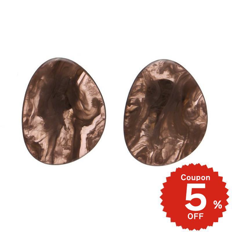 フラットストーンイヤリング ブラウン onlyou オンリーユー