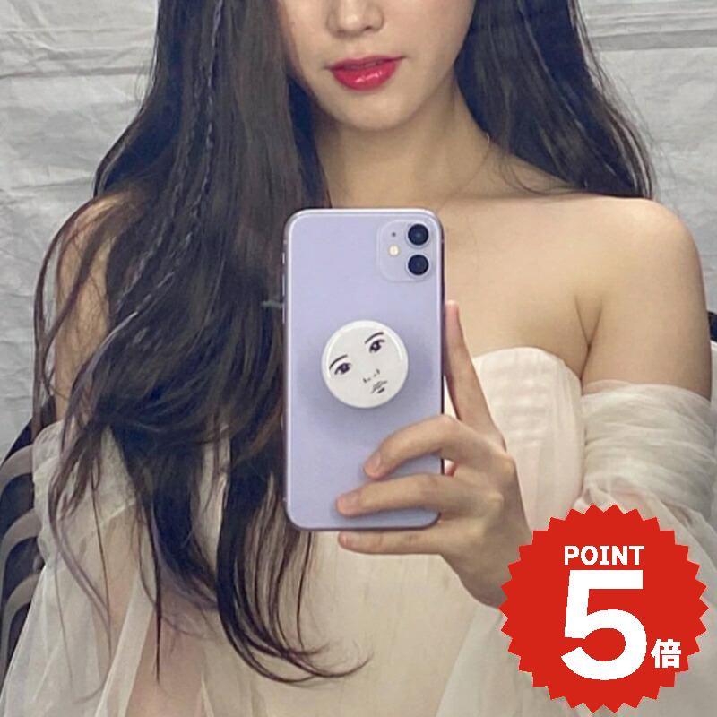 スマホグリップ 韓国 magsafe リング マグネット マグセーフ かわいい おしゃれ スマホリング グリップトック スマホスタンド スマホケース 携帯リング スマホアクセサリー 顔 フェイス プリント(2.0)