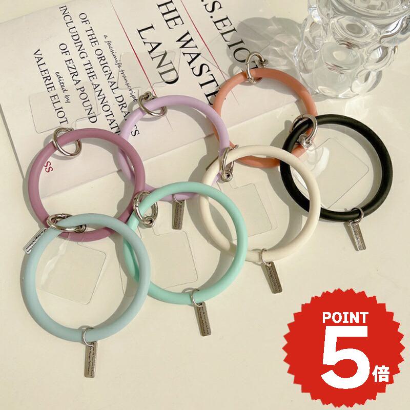 スマホ ハンドストラップ 韓国 アクセサリー チャーム シリコン サークル キーリング スマホリング スマホケース ストラップ 落下防止 かわいい シンプル カスタム 付け替え お揃い ペア