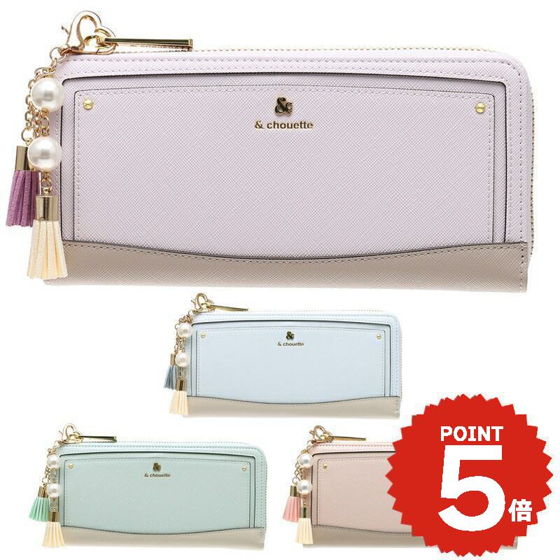 ＼ギフトラッピング無料／【チャームセット品】 長財布 レディース ブランド アンドシュエット chouette l字ファスナー 財布 L字 ラウンド ファスナー ゴールド ロゴ 財布 大人 女子 かわいい おしゃれ ギフトラッピング サマンサ