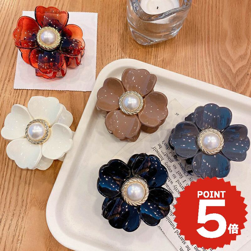 バンスクリップ ヘアアクセサリー 韓国 小さめ フラワー 花 パール ハーフアップ ヘアクリップ ヘアピン レディース 女性 髪留め 簡単 挟む おしゃれ