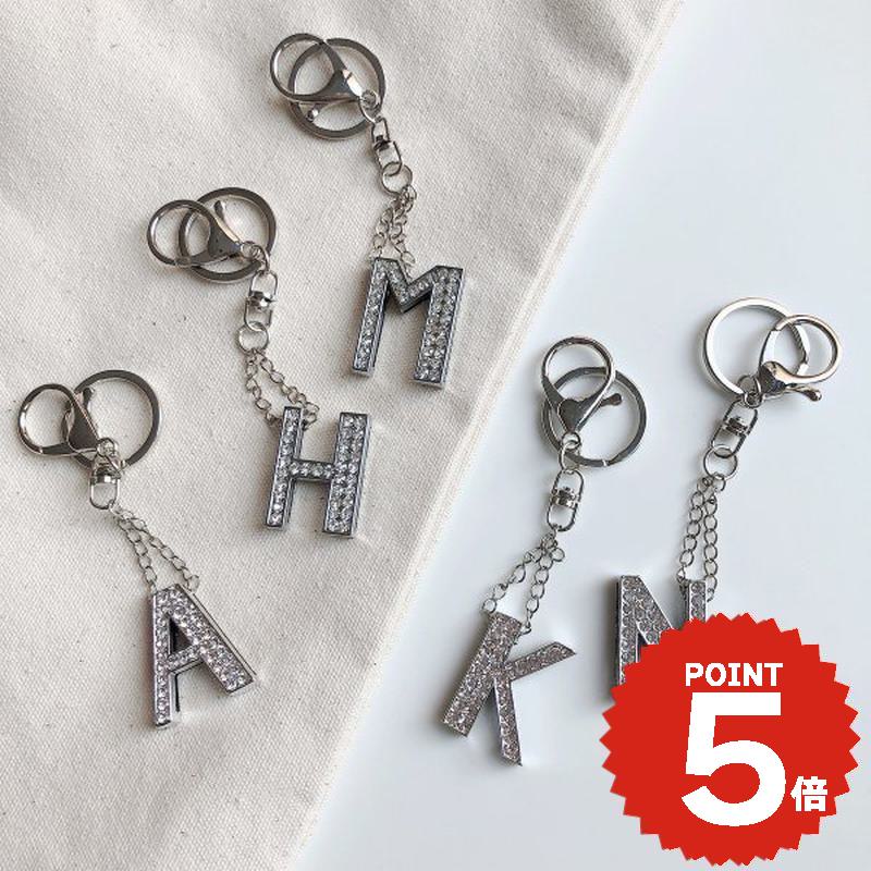 イニシャルモチーフチャーム チャーム バッグ用 キラキラ ラインストーン かわいい アクセサリー キーリング おしゃれ 飾り onlyou オンリーユー