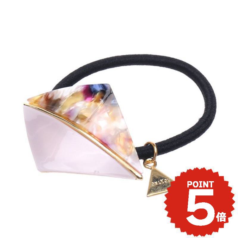 アセチひし形バイカラーヘアゴム ピンクベージュミックス髪留め レディース ヘアアクセサリー おしゃれ..