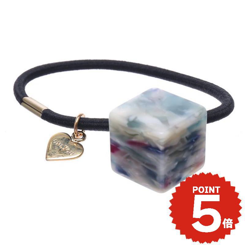 アセチマーブルスクエアヘアゴム マルチライトブルー髪留め レディース ヘアアクセサリー おしゃれ onl..