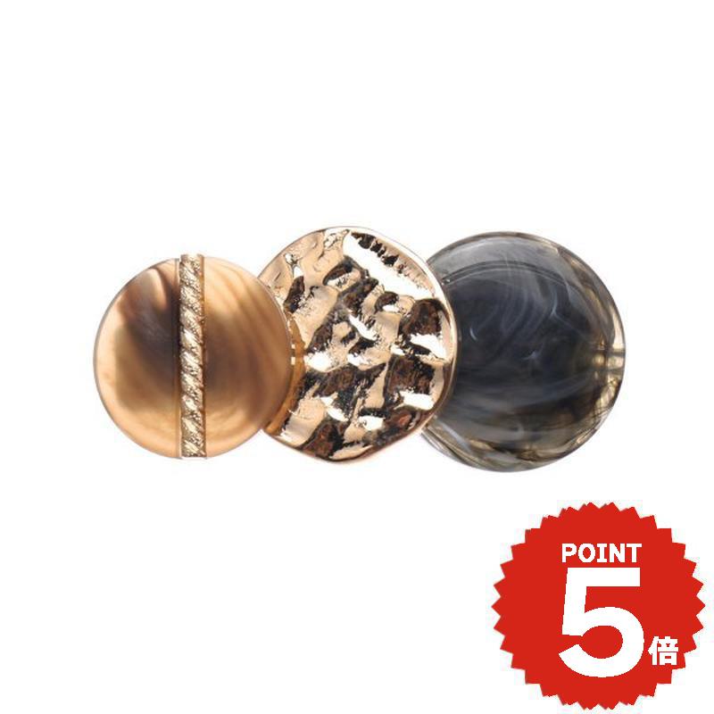 ゴールドラインラウンドプレート3連クリップピン シフォン 髪留め ヘアアクセサリー ヘアクリップ ヘア..