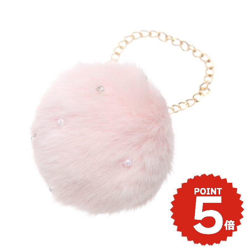 バッグチャーム ポンポン ファー ビジュー チャーム ピンク バッグチャーム charm アクセサリー onlyou オンリーユー