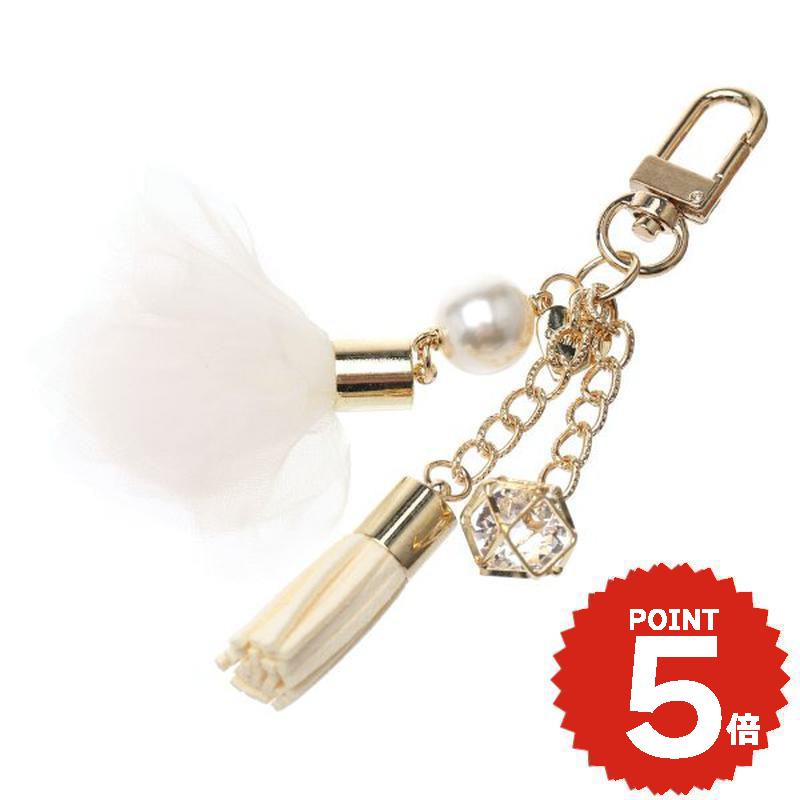 バッグチャーム タッセル フラワー ホワイト 財布用 バッグチャーム charm アクセサリー onlyou オンリーユー