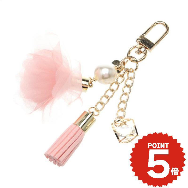 バッグチャーム タッセル フラワー ピンク 財布用 バッグチャーム charm アクセサリー onlyou オンリーユー