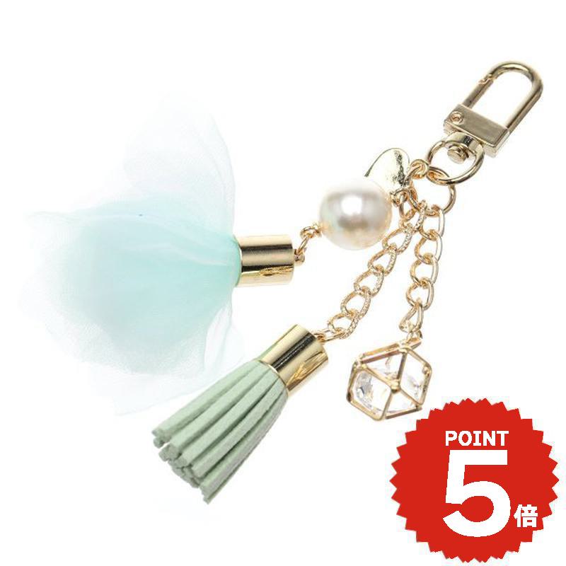 バッグチャーム タッセル フラワー ミント 財布用 バッグチャーム charm アクセサリー onlyou オンリーユー