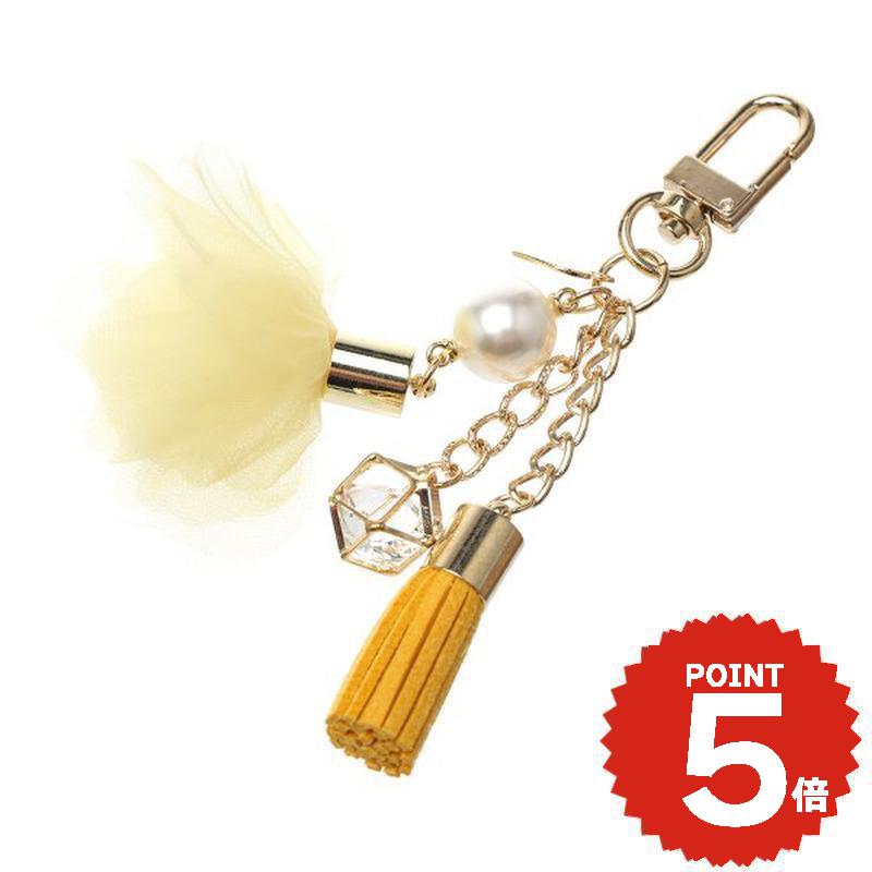 バッグチャーム タッセル フラワー イエロー 財布用 バッグチャーム charm アクセサリー onlyou オンリーユー