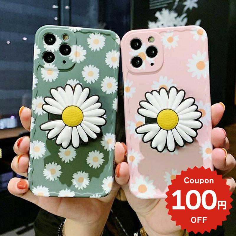 乐天商城 - iphone11 ケース 韓国 iphone11proケース iPhone ケース pro max iphonese ケース iphonexr ケース iphonexs ケース デイジー柄グリップ付き スマホグリップ