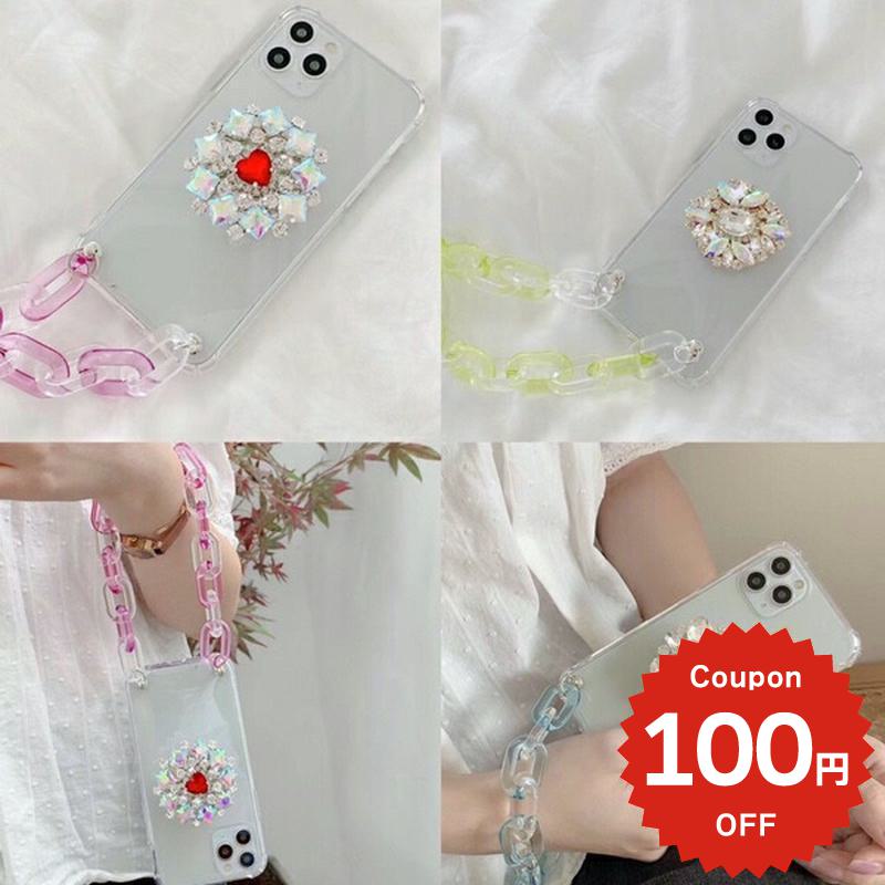 乐天商城 - iphone11 ケース 韓国 iphone11proケース iPhone ケース pro max iphonese ケース iphonexr ケース iphonexs ケース かわいい 大人かわいい おしゃれ TPU キラキラ グリップ チェーン付き クリア 透明