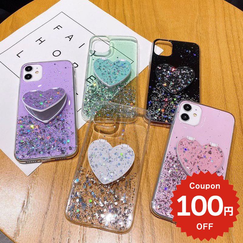 Rakuten - iphone12 ケース 大人かわいい mini pro max iphone11 アイフォン iPhone ケース iphonexrケース iphone se 韓国 大人 女子 シンプル ハートミラー付き キラキラ 鏡