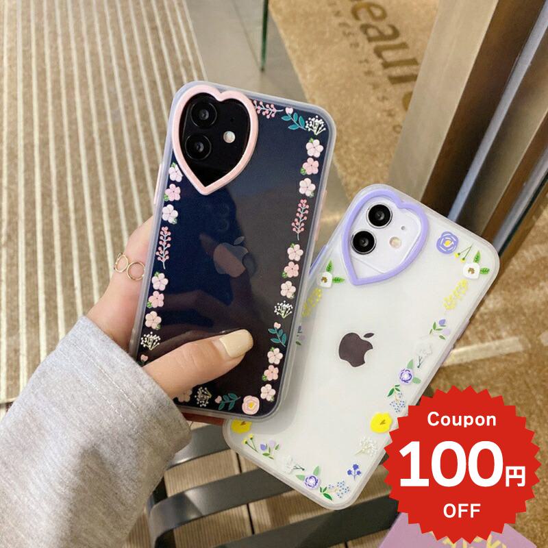 iphone12 ケース 大人かわいい mini pro max iphone11 アイフォン iPhone ケース iphonexrケース iphone se 韓国 大人 女子 ハートくり抜き 花 クリア シンプル