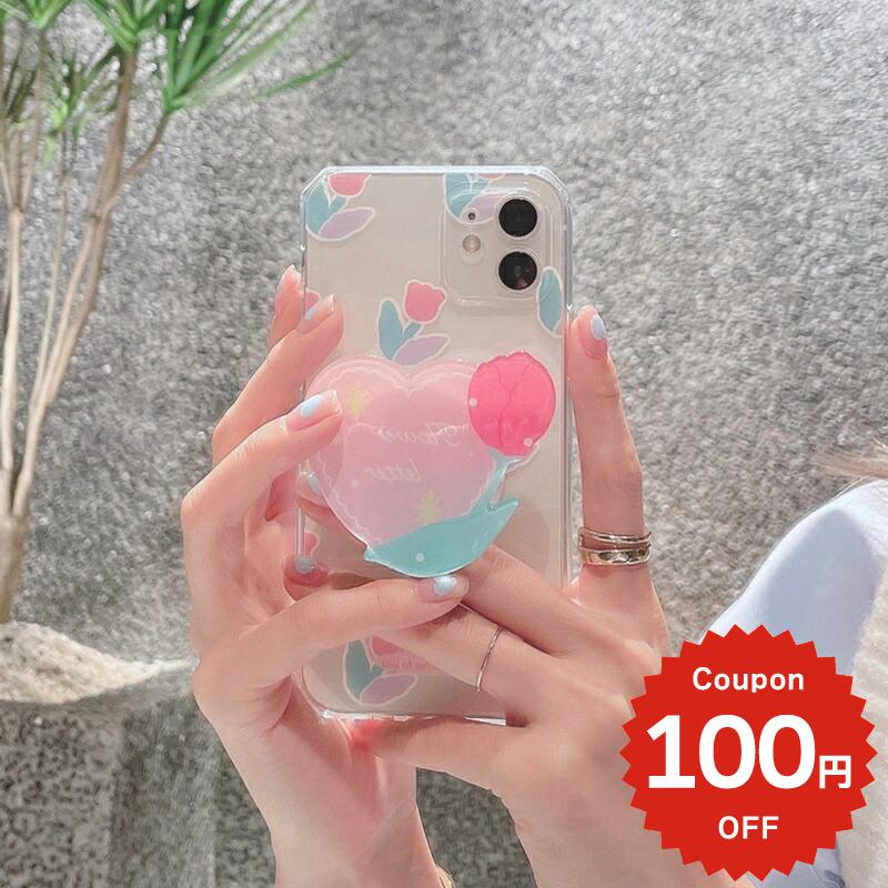 iphone12 ケース 大人かわいい mini pro max iphone11 アイフォン iPhone ケース iphonexrケース iphone se 韓国 大人 女子 チューリップ 花 グリップ シンプル女性