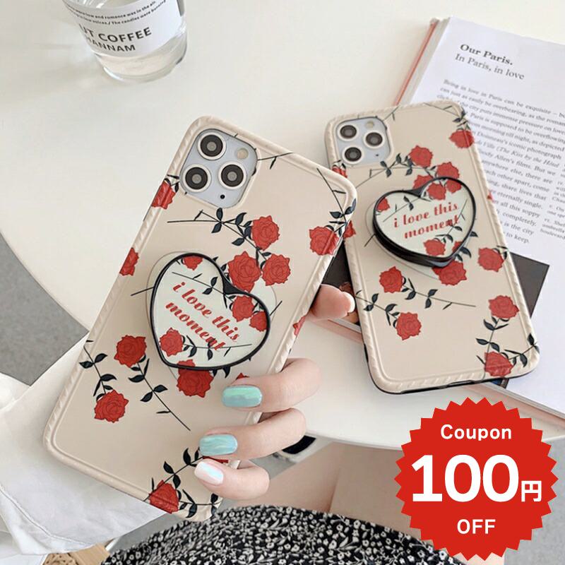 Rakuten - iphone12 ケース 大人かわいい mini pro max iphone11 アイフォン iPhone ケース iphonexrケース iphone se 韓国 大人 女子 TPU グリップ GRIP ローズ ハート デザイン