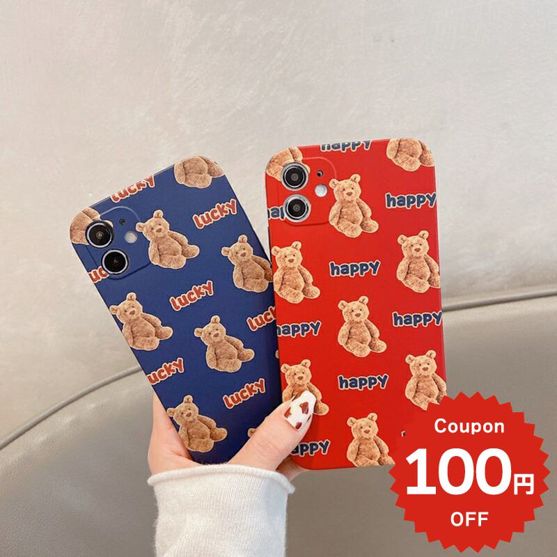 樂天商城 - iphone12 ケース 大人かわいい mini pro max iphone11 アイフォン iPhone ケース iphonexrケース iphone se 韓国 大人 女子 テディベア くま 総柄 デザイン シンプル レディース メンズ お揃い