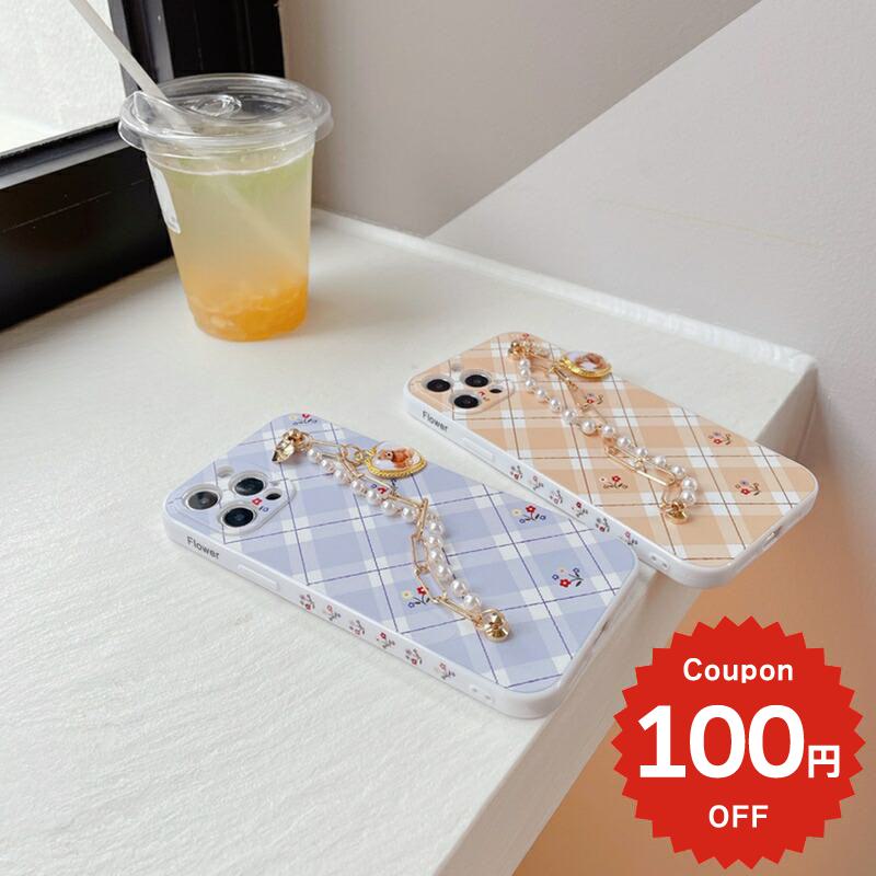 乐天商城 - iphone12 ケース 大人かわいい mini pro max iphone11 アイフォン iPhone ケース iphonexrケース iphone se 韓国 大人 女子 TPU クマ キャラクター くま チェーン チャーム チェック柄 花 シンプル