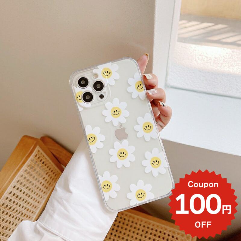 iphone12 ケース 大人かわいい mini pro max iphone11 アイフォン iPhone ケース iphonexrケース iphone se 韓国 大人 女子 TPU スマイル フラワー クリア レディース