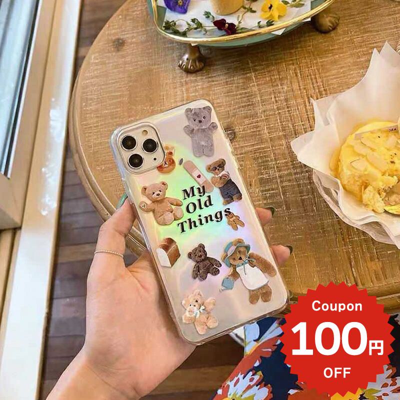 樂天商城 - iphone12 ケース 大人かわいい mini pro max iphone11 アイフォン iPhone ケース iphonexrケース iphone se 韓国 大人 女子 TPU オーロラ くま ベアー 総柄 クリア 透明 シンプル レディース