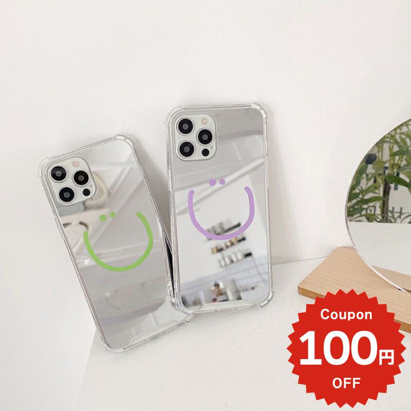 乐天商城 - iphone12 ケース 大人かわいい mini pro max iphone11 アイフォン iPhone ケース iphonexrケース iphone se 韓国 大人 女子 ミラー 鏡 スマイル ニコちゃん シンプル お揃い カバ レディース
