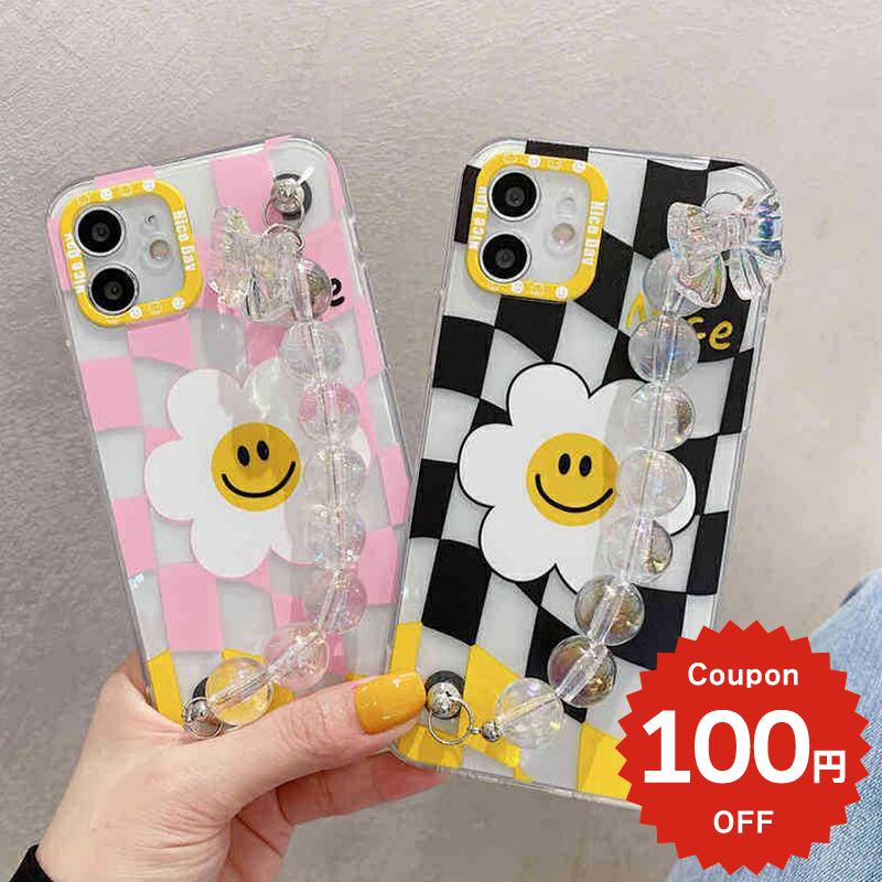 樂天商城 - iphone12 ケース 大人かわいい mini pro max iphone11 アイフォン iPhone ケース iphonexrケース iphone se 韓国 大人 女子 TPU チェーン スマイル フラワー チェック レディース お揃い