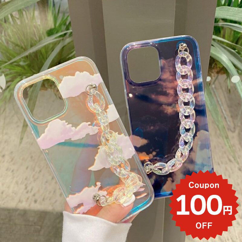 iphone12 ケース 大人かわいい mini pro max iphone11 アイフォン iPhone ケース iphonexrケース iphone se 韓国 大人 女子 PC チェーン くも 雲 クラウド 夜空 オーロラ レディース