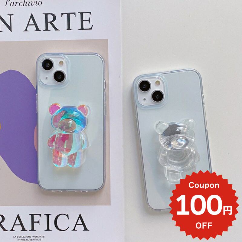 乐天商城 - iphone13 ケース 韓国 かわいい iphone12 mini ケース pro iphone11 アイフォン iPhone ケース iphone13 ケース iphonese ケース グリップ GRIP くま クリア レディース
