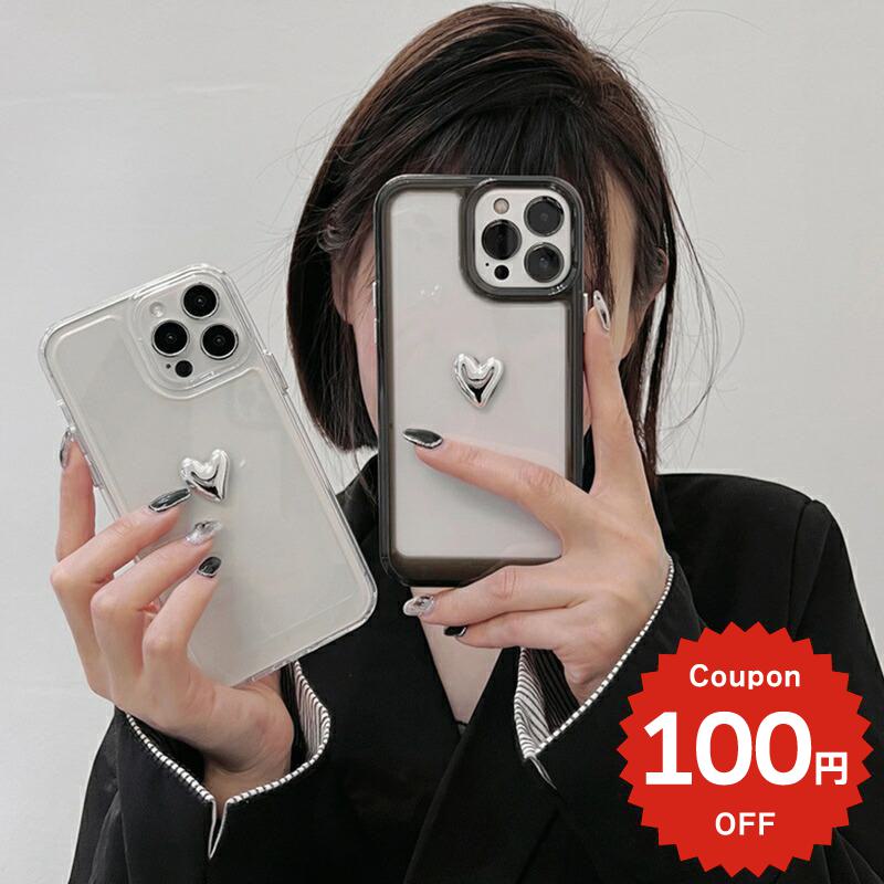 樂天商城 - iphone13 ケース 韓国 かわいい iphone12 mini ケース iphone12 pro ケース iphone11 アイフォン iPhone ケース iphonese ケース TPU クリア メタル ハート シンプル 映え かわいい