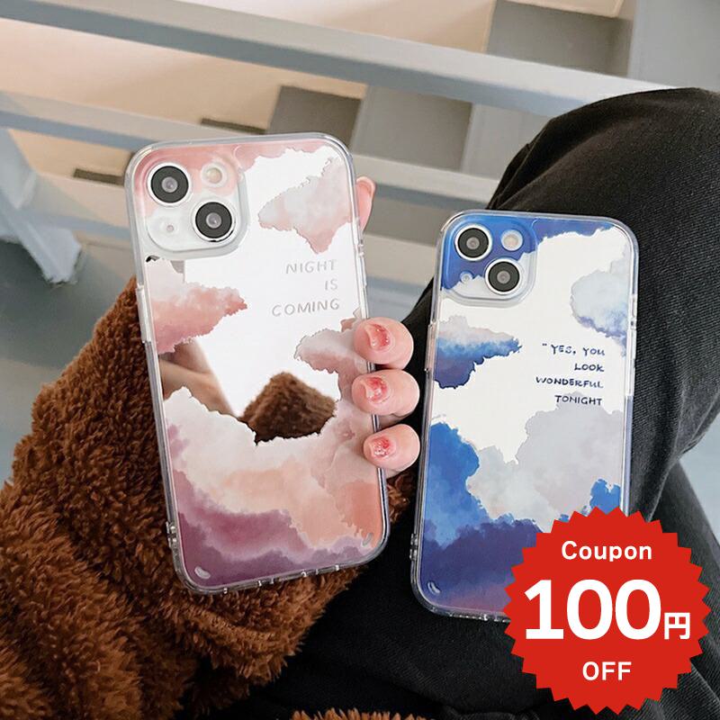 乐天商城 - iphone13 ケース 韓国 かわいい iphone12 mini ケース iphone12 pro ケース iphone11 アイフォン iPhone ケース iphonese ケース TPU ミラー 鏡 クラウド 雲 映え レディース