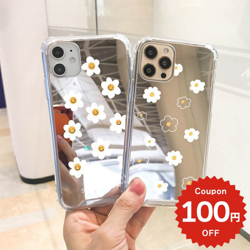 Rakuten - iphone13 ケース 韓国 かわいい iphone12 mini ケース iphone12 pro ケース iphone11 アイフォン iPhone ケース iphonese ケース TPU スマイル フラワー 鏡 ミラー レディース 女性