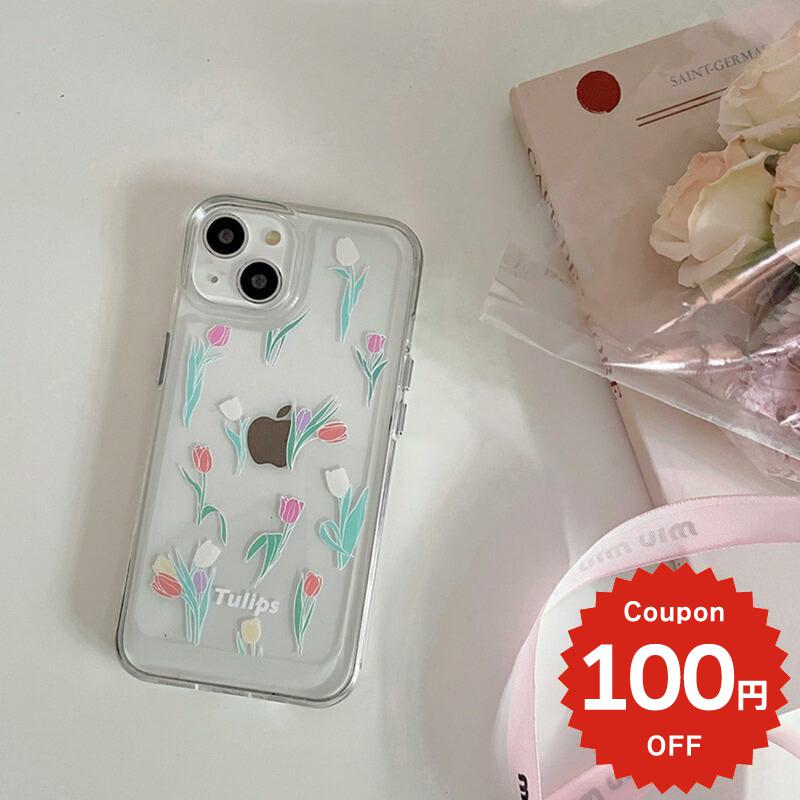 iphone13 ケース 韓国 かわいい iphone12 mini ケース iphone12 pro ケース iphone11 アイフォン iPhone ケース iphonese ケース TPU チューリップ デザイン クリア レディース