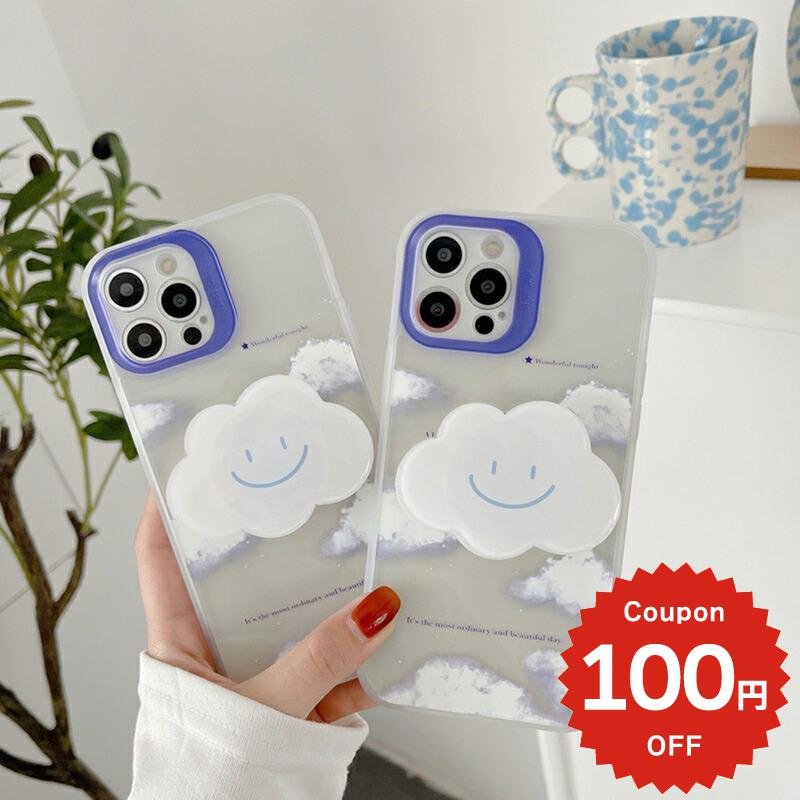 乐天商城 - iphone13 ケース 韓国 かわいい iphone12 mini ケース iphone12 pro ケース iphone11 アイフォン iPhone ケース iphonese ケース グリップ GRIP TPU 雲 クラウド クリア 女性