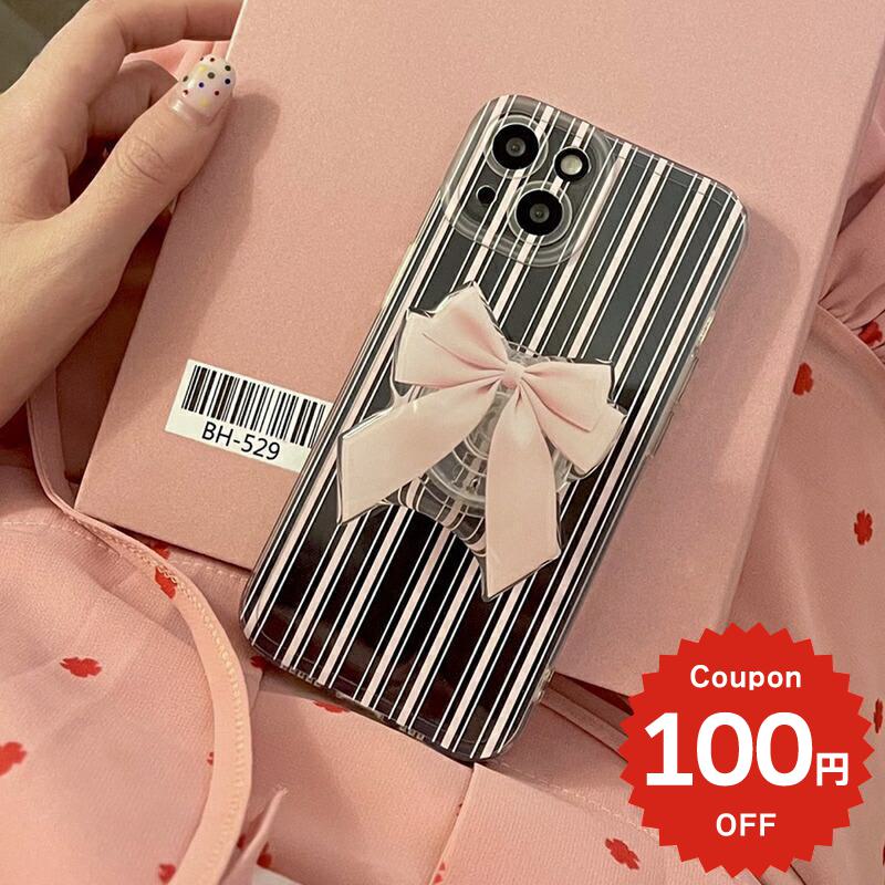 乐天商城 - iphone13 ケース 韓国 かわいい iphone12 mini ケース pro iphone11 アイフォン iPhone ケース iphone13 ケース iphonese ケース ストライプ リボン グリップ クリア レディース