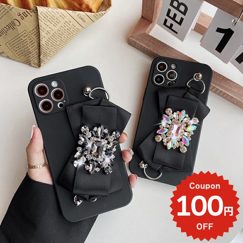 樂天商城 - iphone13 ケース 韓国 かわいい iphone12 mini ケース iphone12 pro ケース iphone11 アイフォン iPhone ケース iphonese ケース TPU ビジュー りぼん キラキラ チェーン レディース