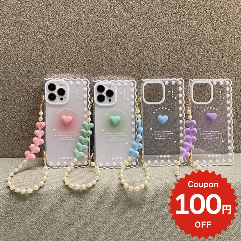 Rakuten - iphone13 ケース 韓国 かわいい iphone12 mini ケース iphone12 pro ケース iphone11 アイフォン iPhone ケース iphonese ケース TPU チャーム ストラップ ハート クリア レディース ペア