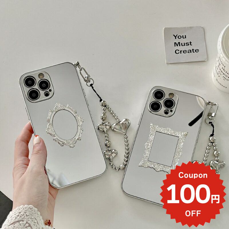 Rakuten - iphone13 ケース 韓国 かわいい iphone12 mini ケース iphone12 pro ケース iphone11 アイフォン iPhone ケース iphonese ケース TPU チャーム シルバー ミラー 鏡 ペア レディース