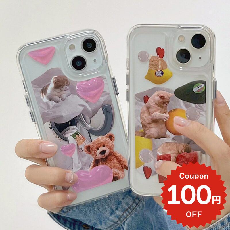 乐天商城 - iphone13 ケース 韓国 かわいい iphone12 mini ケース iphone12 pro ケース iphone11 アイフォン iPhone ケース iphonese ケース プラスチック アニマル くま ねこ 総柄 ペア
