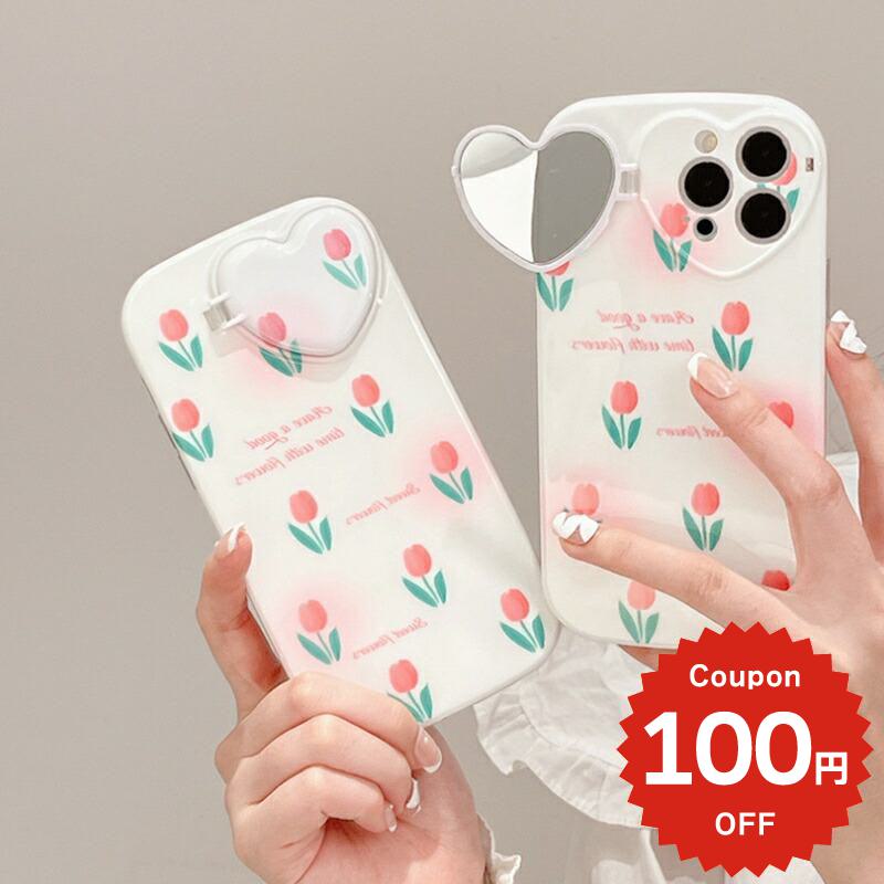 iphone13 ケース 韓国 かわいい iphone12 mini ケース iphone12 pro ケース iphone11 アイフォン iPhone ケース iphonese ケース TPU チューリップ フラワー 総柄 ハート カメラ保護
