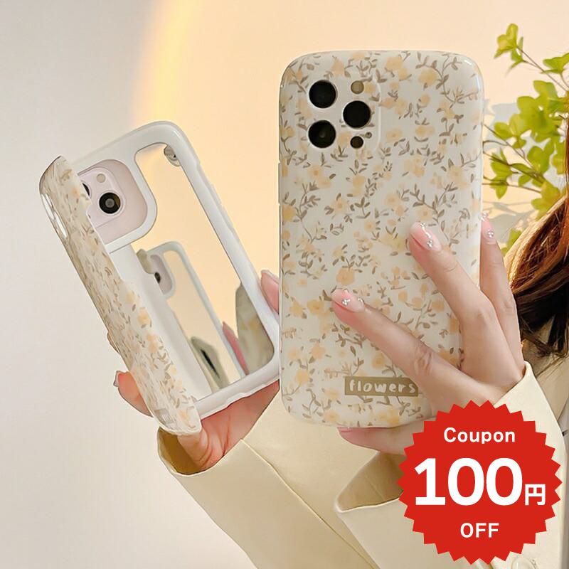 iphone14 ケース 韓国 かわいい 花 iphone13 ケース iphone14pro iphone13 pro iphone12 mini ケース iphone11 アイフォン iPhone ケース iphonese ケース 韓国 かわいい おしゃれ TPU ミラー 鏡 2way フラワー 花柄 総柄 ペア