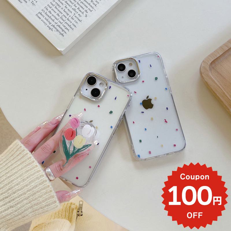 iphone14 ケース 韓国 かわいい 花 iphone13 ケース iphone14pro iphone13 pro iphone12 mini ケース iphone11 アイフォン iPhone ケース iphonese ケース 韓国 おしゃれ チューリップ グリップ GRIP クリア おしゃれ かわいい