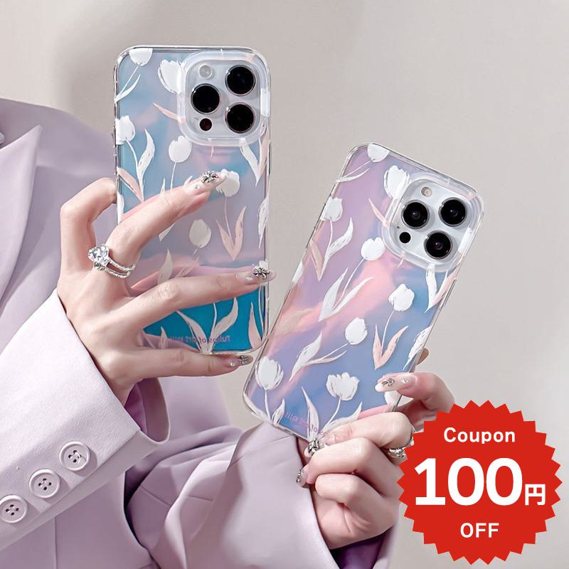 iphone14 ケース 韓国 かわいい 花 iphone13 ケース iphone14pro iphone13 pro iphone12 mini ケース iphone11 アイフォン iPhone ケース iphonese ケース 韓国 オーロラ チューリップ フラワー クリア