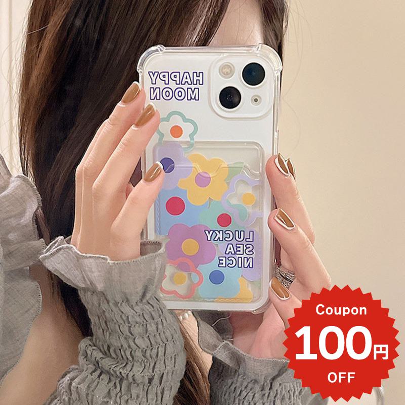 樂天商城 - iphone14 ケース 韓国 かわいい 花 カード入れ付き 花 iphone13 ケース iphone14pro iphone13 pro iphone12 mini ケース iphone11 アイフォン iPhone ケース iphonese ケース 韓国 かわいい おしゃれ 韓国 TPU フラワー カード カード収納 クリア