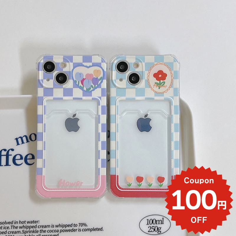 樂天商城 - iphone14 ケース 韓国 かわいい 花 カード入れ付き iphone13 ケース iphone14pro iphone13 pro iphone12 mini ケース iphone11 アイフォン iPhone ケース iphonese ケース 韓国 かわいい おしゃれ フラワー チューリップ カード カード収納 クリア