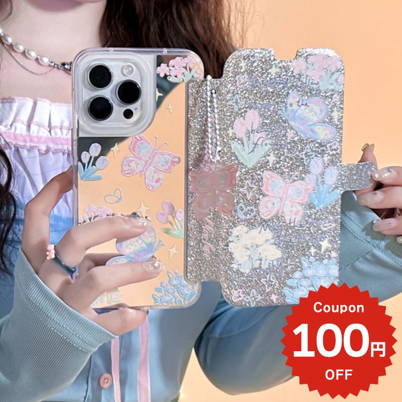 乐天商城 - iphone14 ケース 手帳型 かわいい iphone13 ケース 手帳 iphone14 pro max iphonese ケース iphone12 mini ケース iphone11 アイフォンseケース スマホケース かわいい アクリル 画面保護 蝶々 チャーム キラキラ おしゃれ かわいい レディース 大人 女子