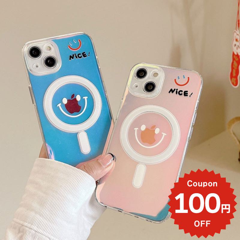 Rakuten - iphone15 ケース かわいい 韓国 magsafe ケース iphone14 ケース iphone14pro iphone13 pro iphone12 mini ケース iphone11 アイフォン iPhone ケース iphonese ケース かわいい magsafe対応 マグセーフ マグネット オーロラ スマイル ニコちゃん
