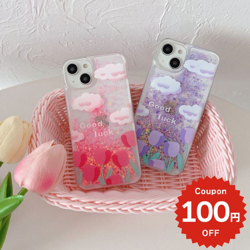 iphone14 ケース 韓国 かわいい 花 iphone13 ケース iphone14pro iphone13 pro iphone12 mini ケース iphone11 アイフォン iPhone ケース iphonese ケース 韓国 おしゃれ 韓国 TPU チューリップ キラキラ フレーク おしゃれ かわいい