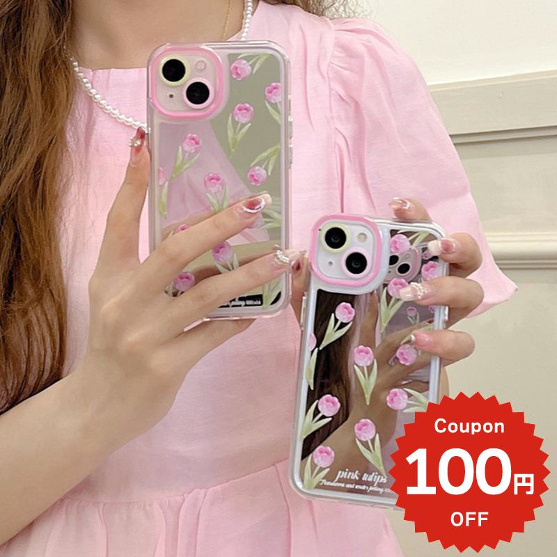 iphone14 ケース 韓国 かわいい 花 iphone13 ケース iphone14pro iphone13 pro iphone12 mini ケース iphone11 アイフォン iPhone ケース iphonese ケース 韓国 ミラー 鏡 チューリップ レディース