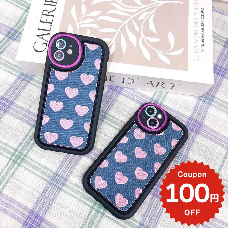 乐天商城 - iphone15 ケース かわいい 韓国 ハート シリコン iphone14 ケース iPhone13 ケース iPhonese ケース iPhone ケース iphone12 ケース おしゃれ 刺繍 デニム ガーリー レディース